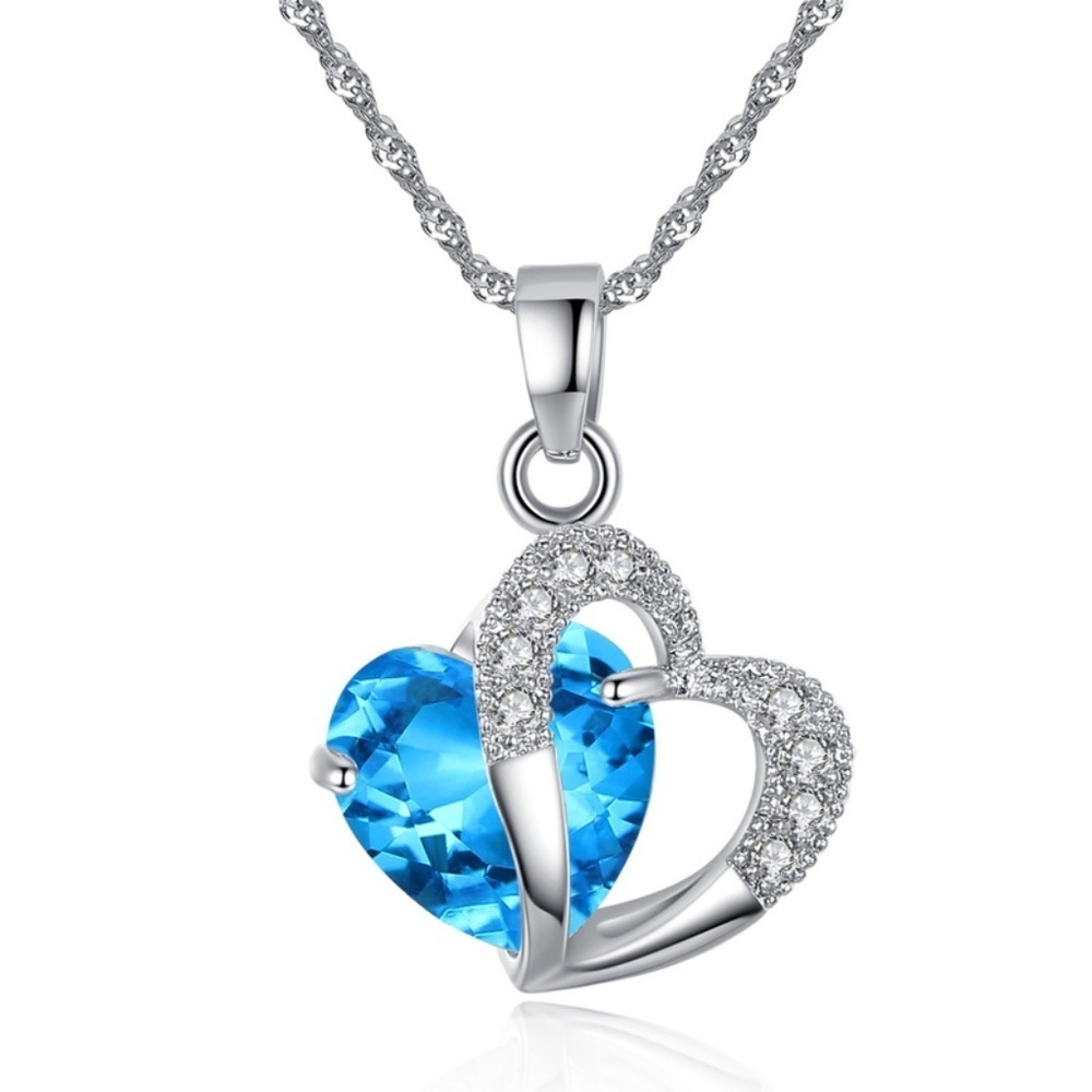 *ABBY* Blue x Zircon Heart Fashion Necklace